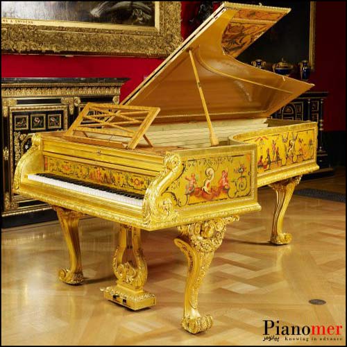 لوکس ترین پیانو های دنیا - پیانو گرند طلایی ارارد متعلق به ملکه الیزابت دوم-پیانومر